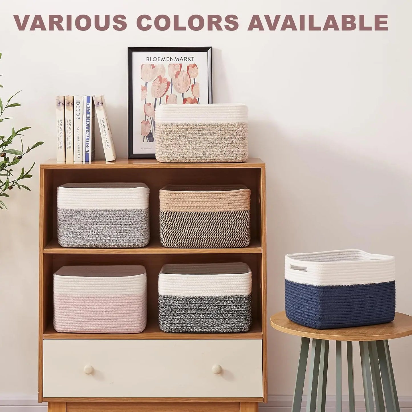 4 Pack Woven Storage Baskets With Handles