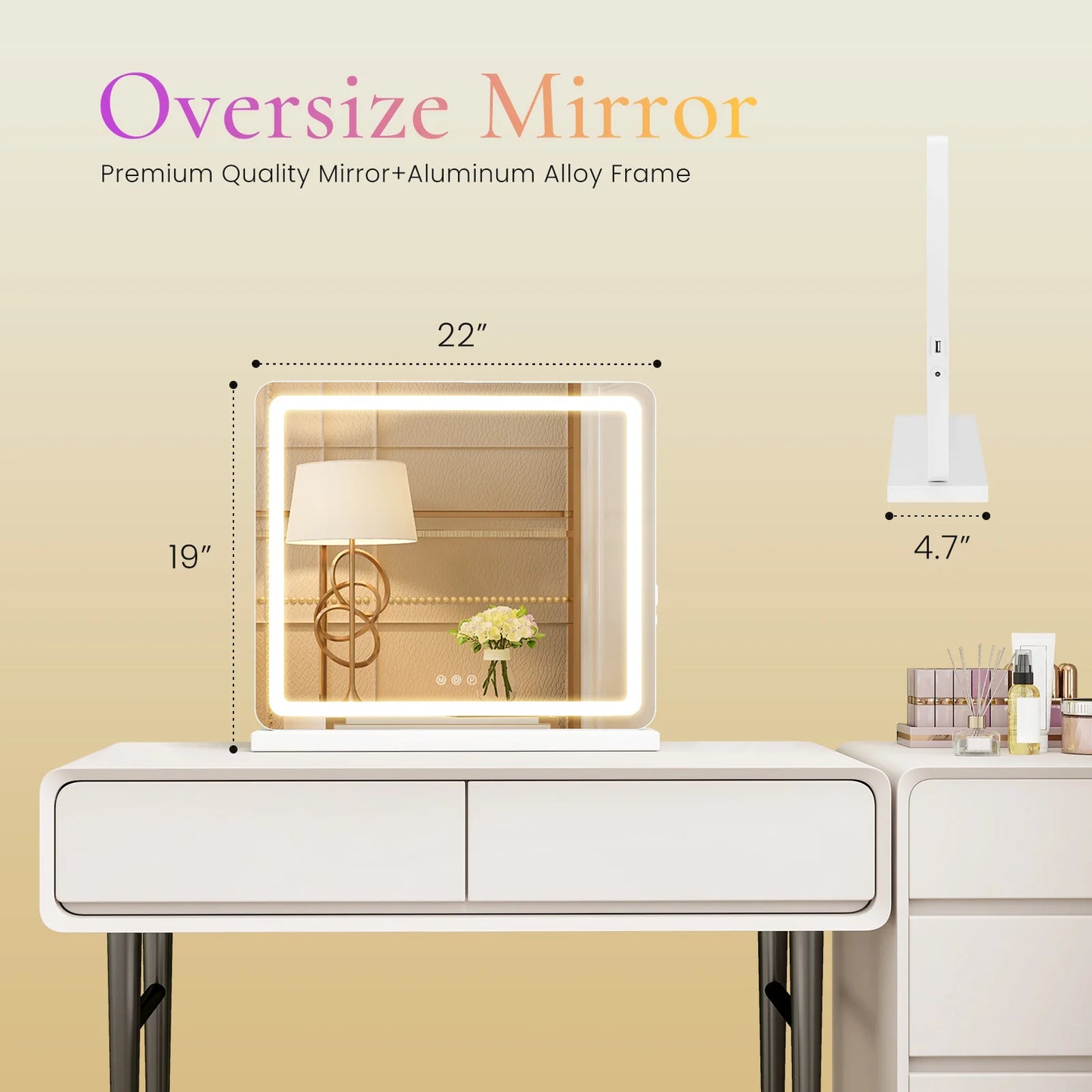LED Vanity Mirror With Lights Aluminum Frame