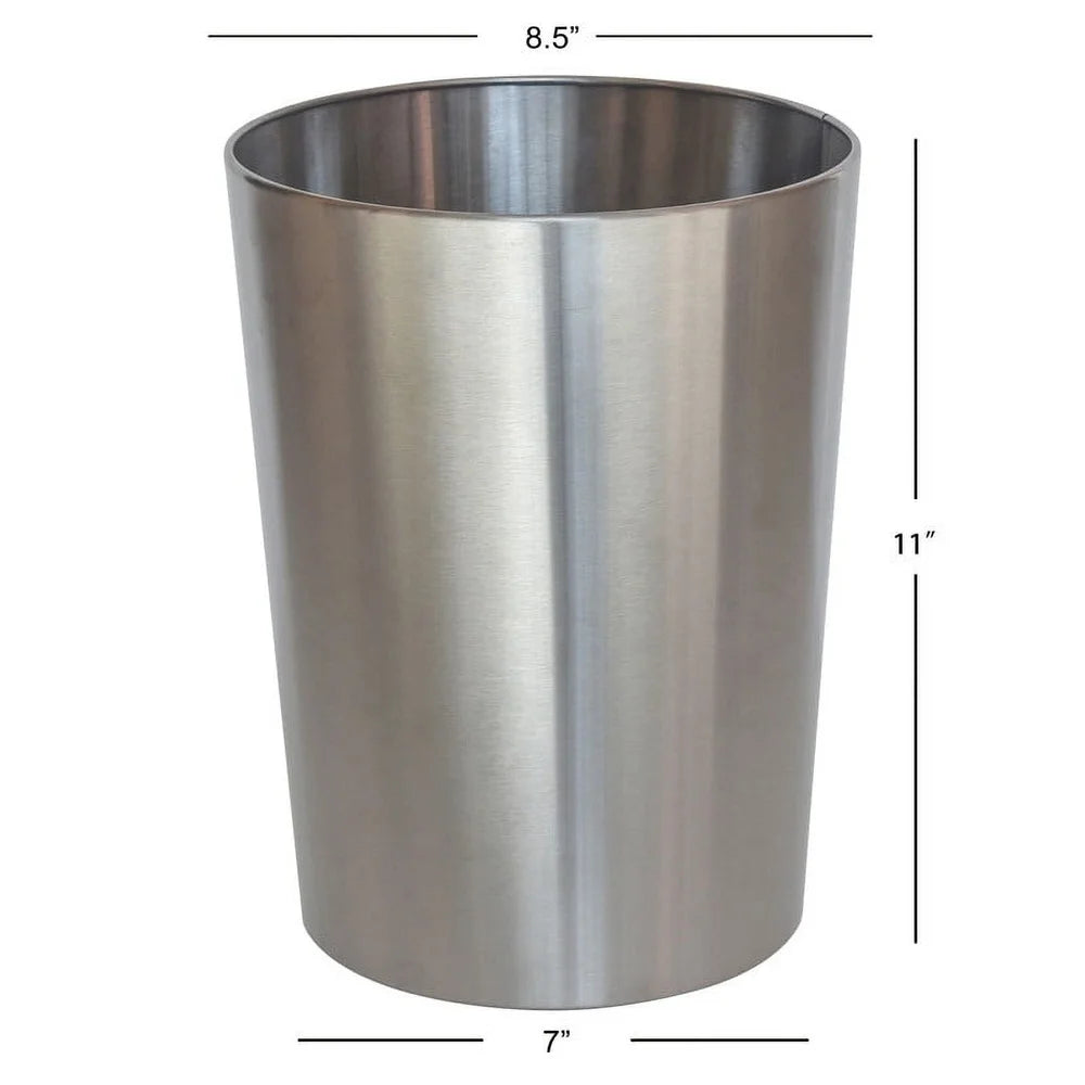 Brushed Nickel Metal Wastebasket