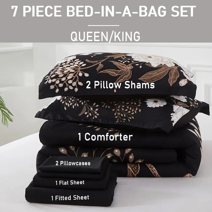 7 Piece Bed In A Bag King Size Comforter Set