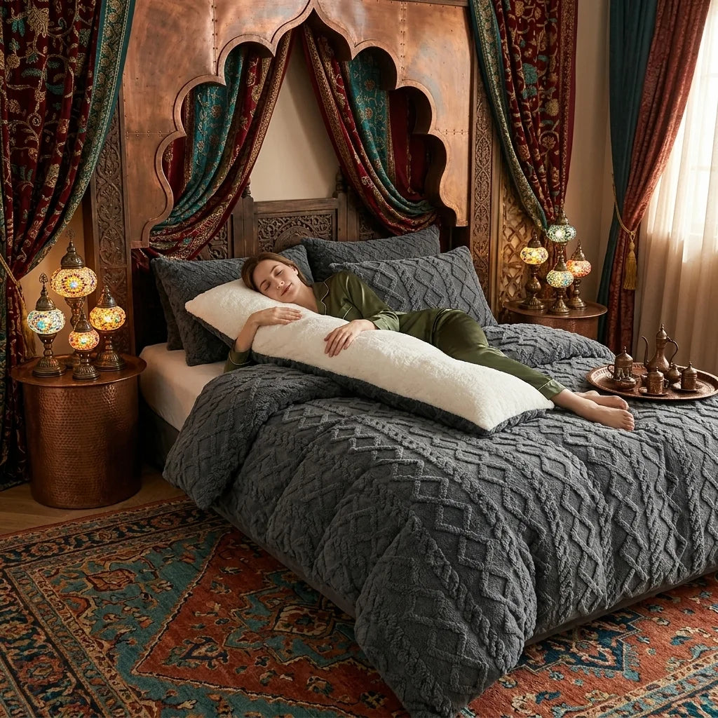 Geometric Stripe Pattern Design Winter Velvet Thick Quilt