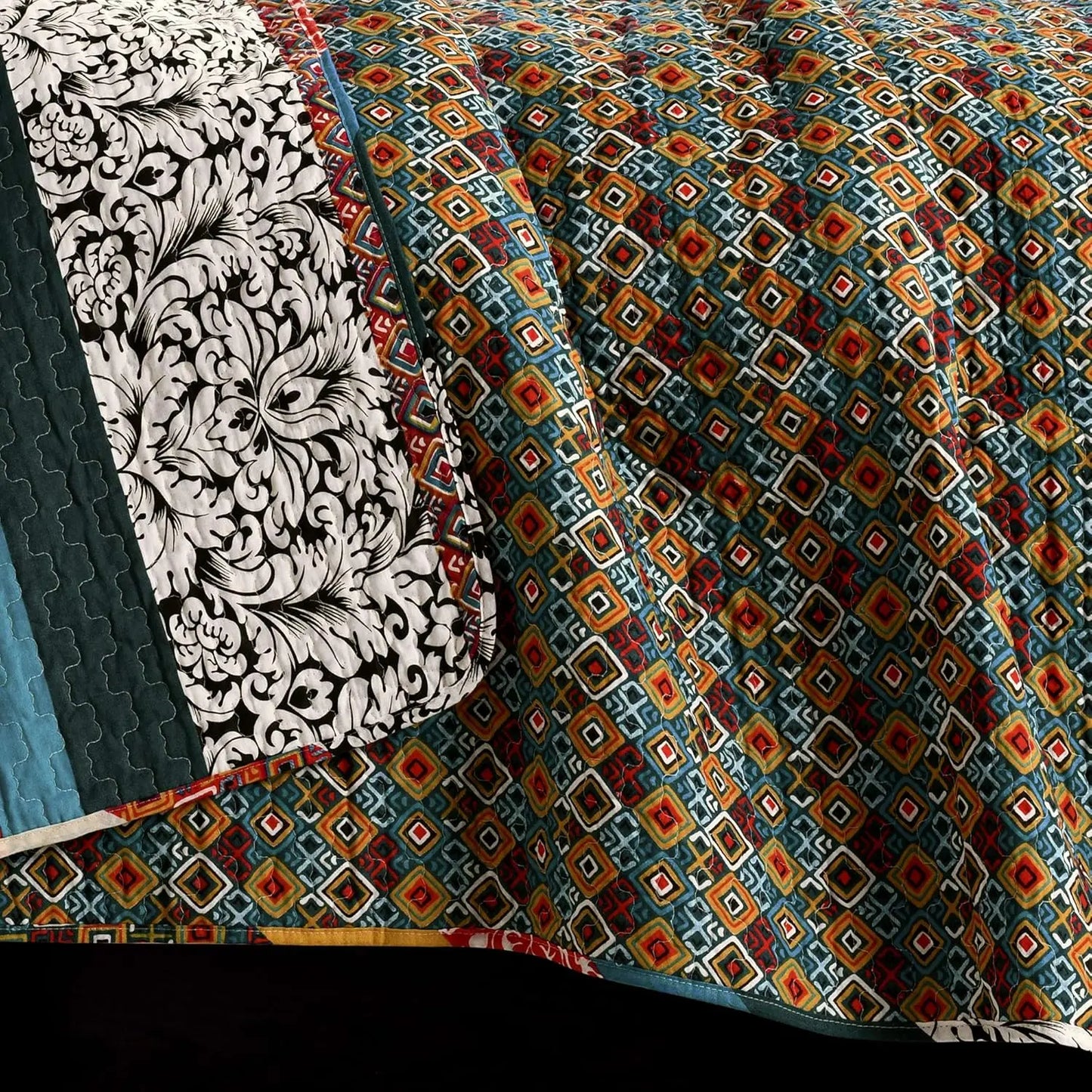 Boho Stripe Reversible Cotton Quilt 3-Piece Set