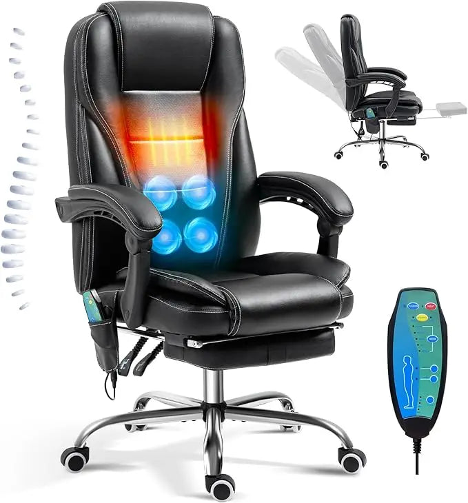 Reclining Massage Office Chair With Footrest