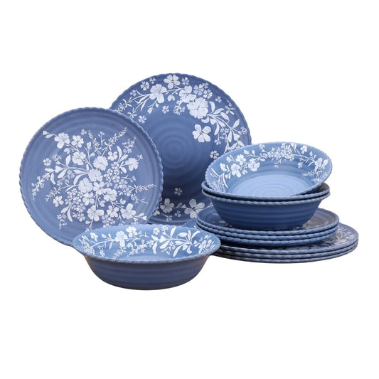 12 Piece Bamboo Melamine Dinnerware Set