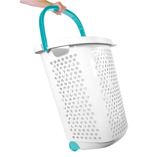 2 Bushel Rolling Plastic Laundry Hamper