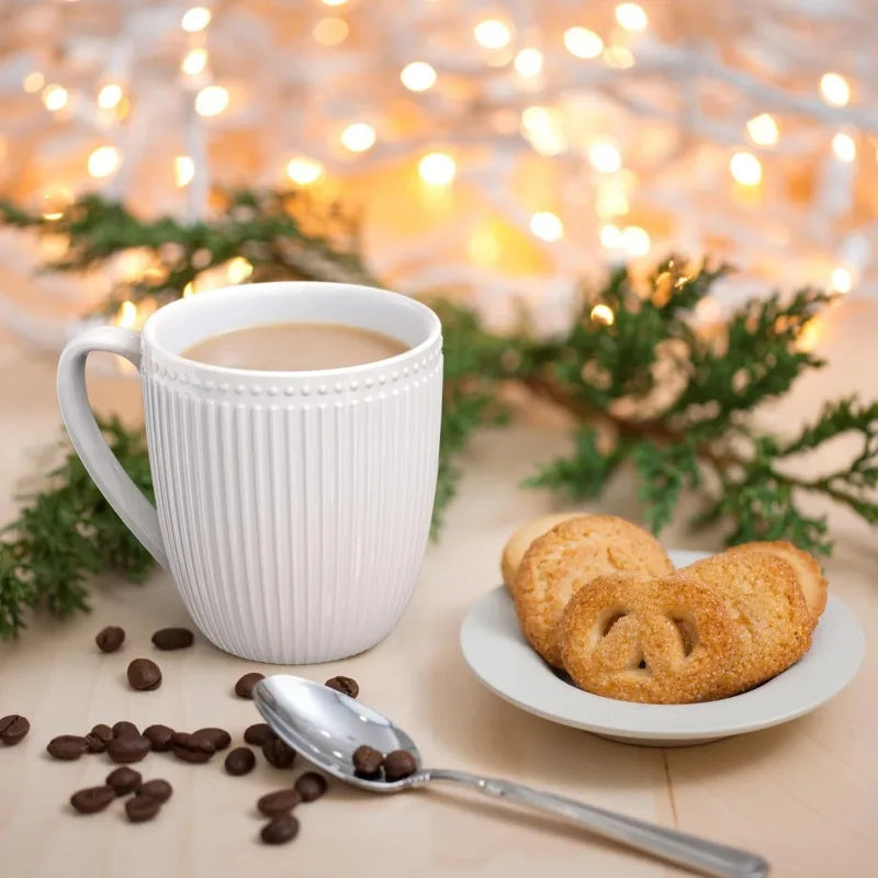 Set of 6, 16 Oz White Porcelain Mug Set