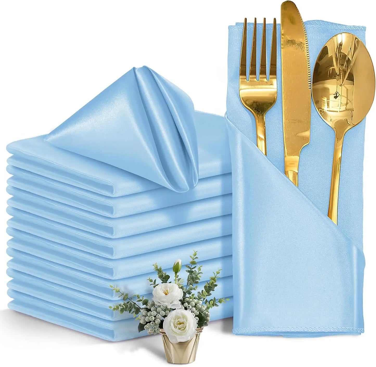 24 Pcs Satin Square Table Napkins