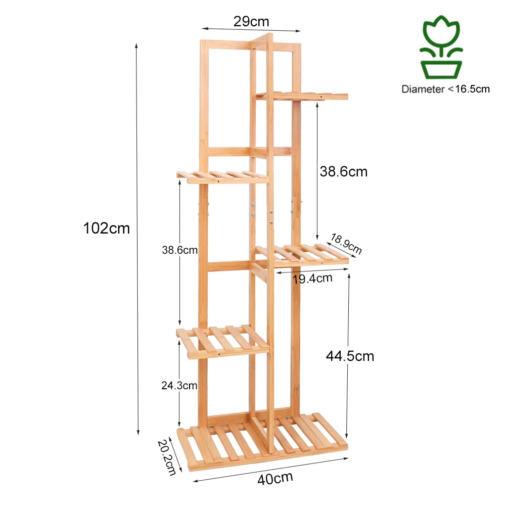 6/7 Pot Vertically Bamboo Plant Stand