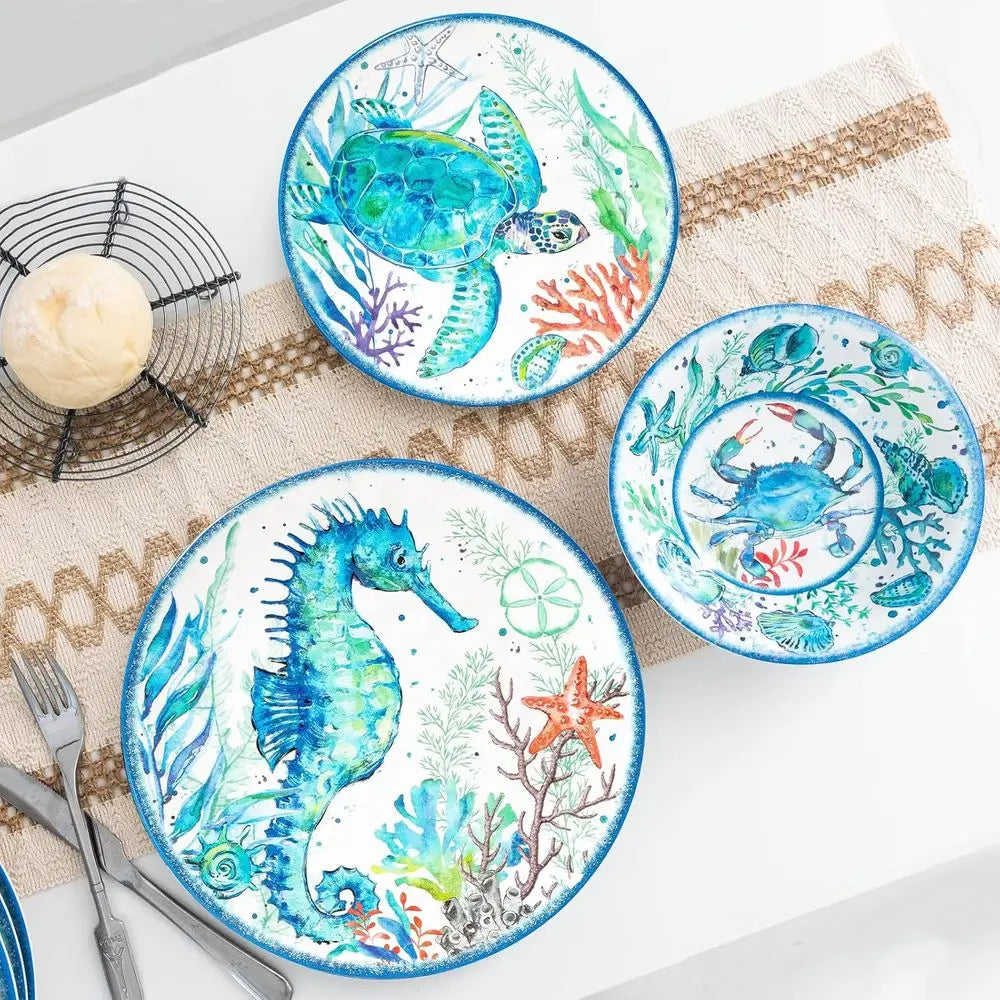 12-Piece Melamine Beach Dinnerware Set