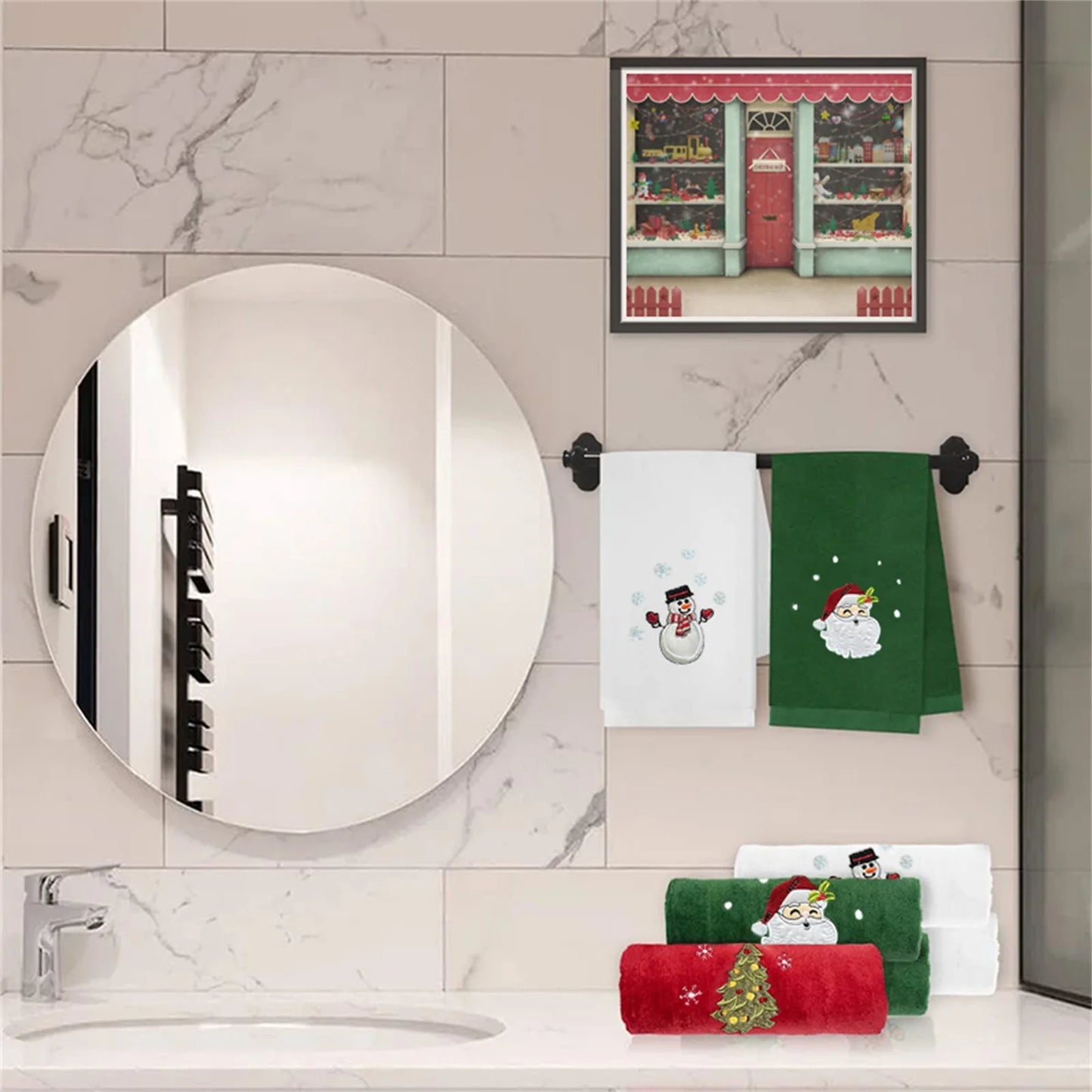 Classic Solid Xmas Embroidery Bath Towel