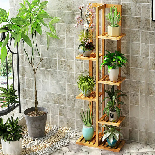 6/7 Pot Vertically Bamboo Plant Stand
