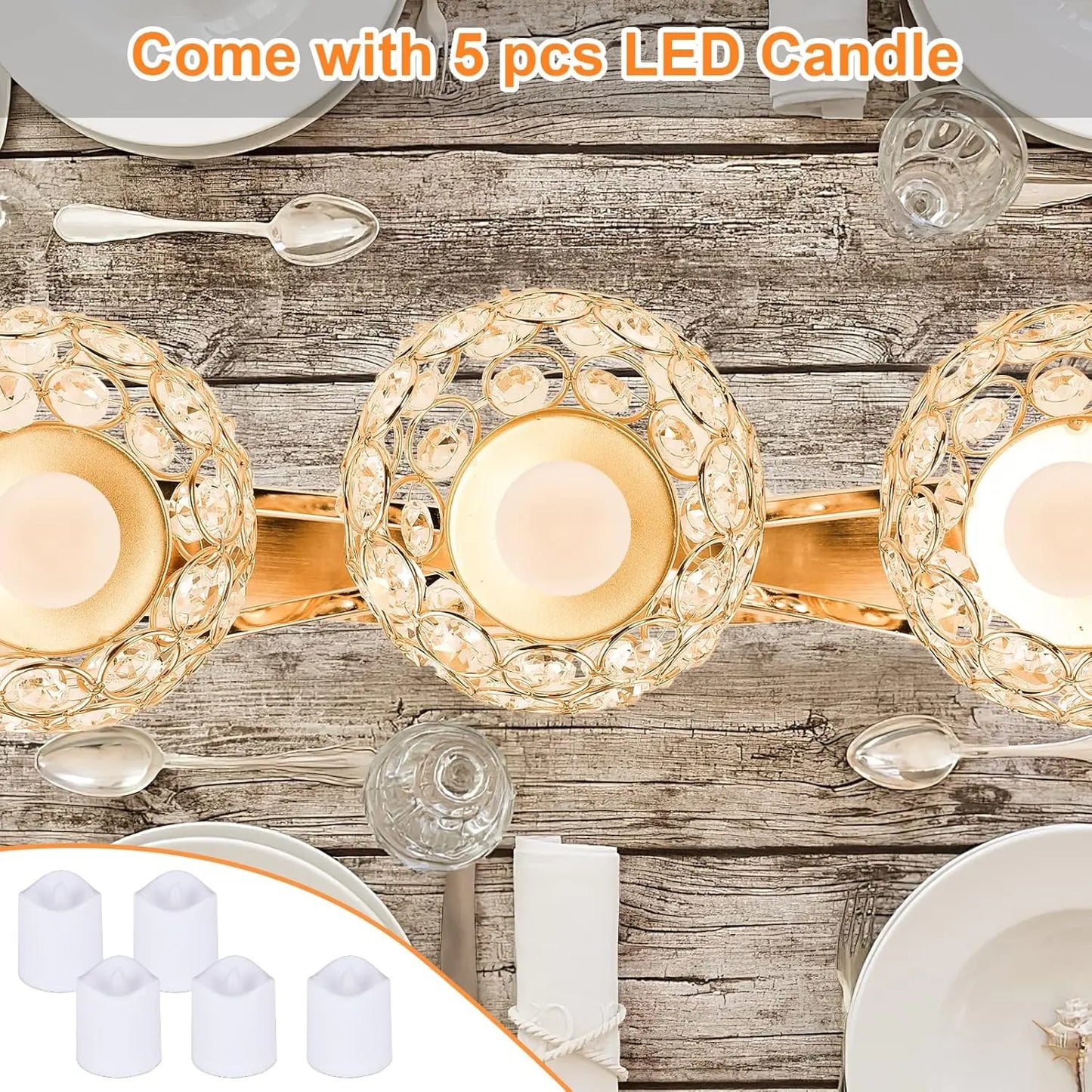 Gold Crystal Candle Holders 3 Arms