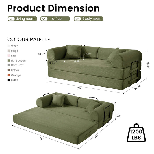 Folding Convertible Sofa Bed Corduroy