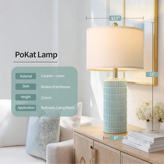 23" Light Blue Table Lamps Set Of 2