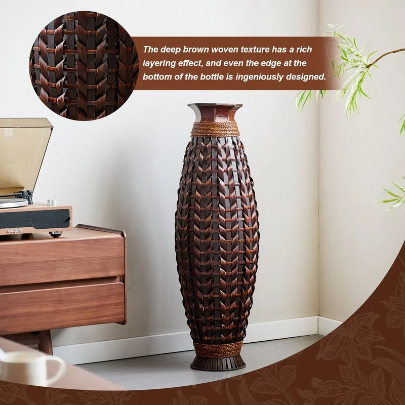 Handwoven Bamboo Floor Vase