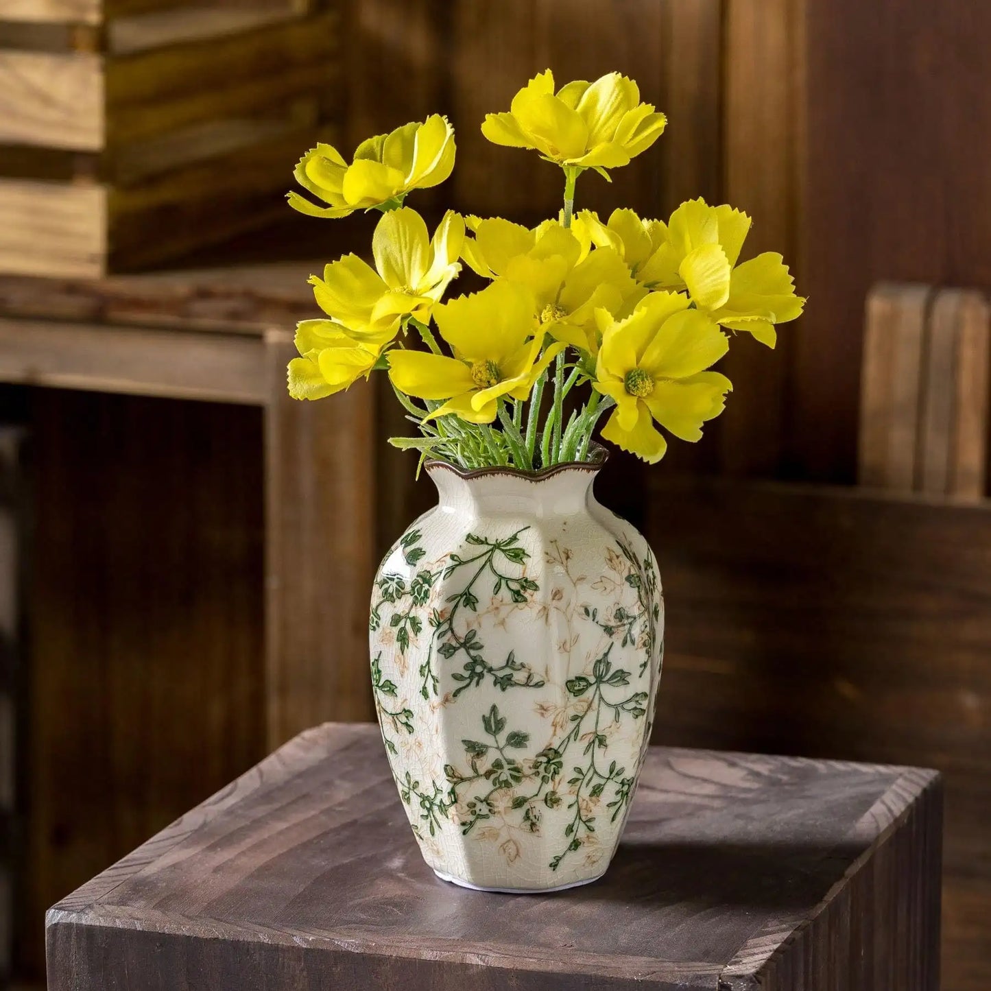 Vintage Pastoral Octagonal Vase