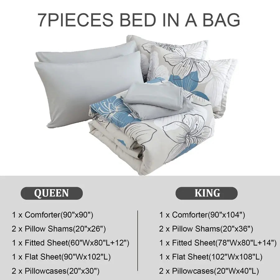 Floral Comforter Queen Size, Blue Floral Comforter & Sheet Set