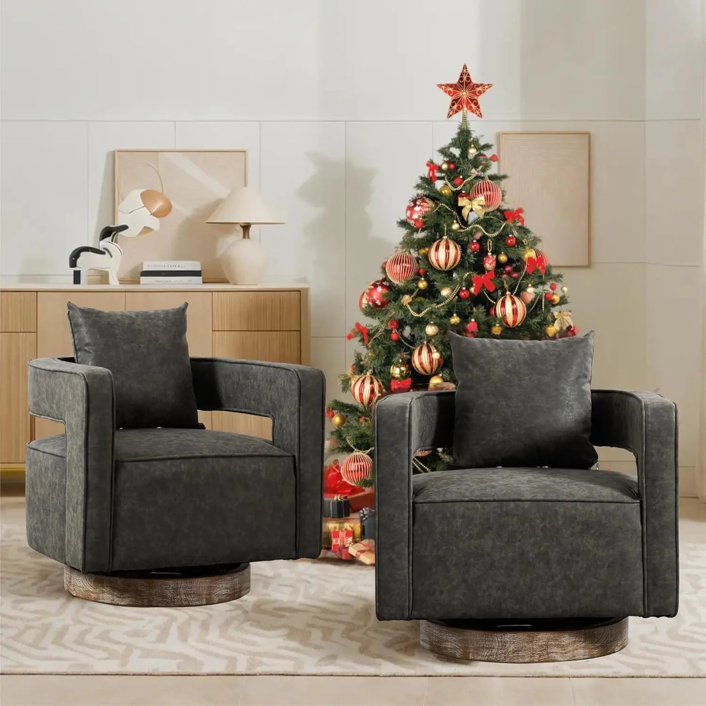 Upholstered Swivel Accent Chair Set Of 2