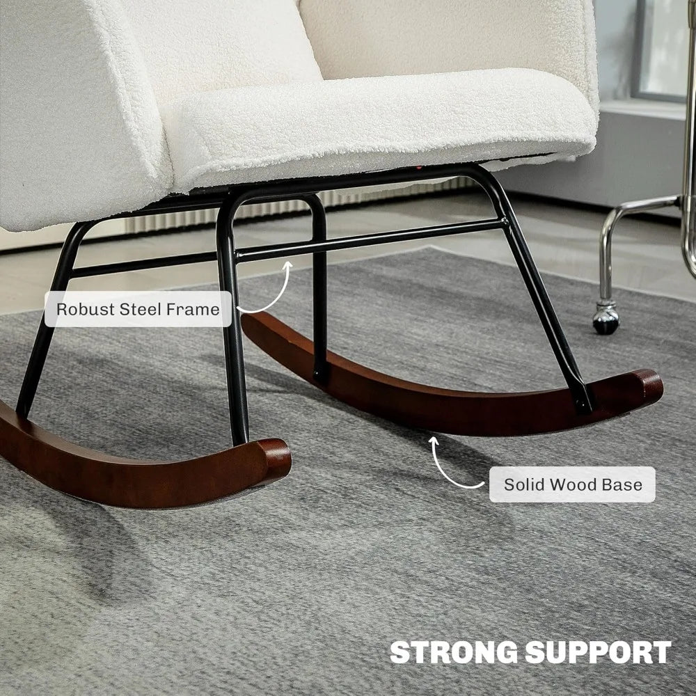 Rocking Chair With Headrest And Lumber Pillow