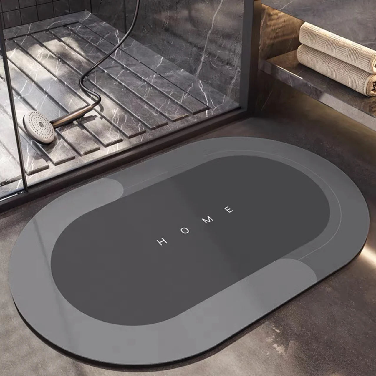 Gray "Home" Bath Mat