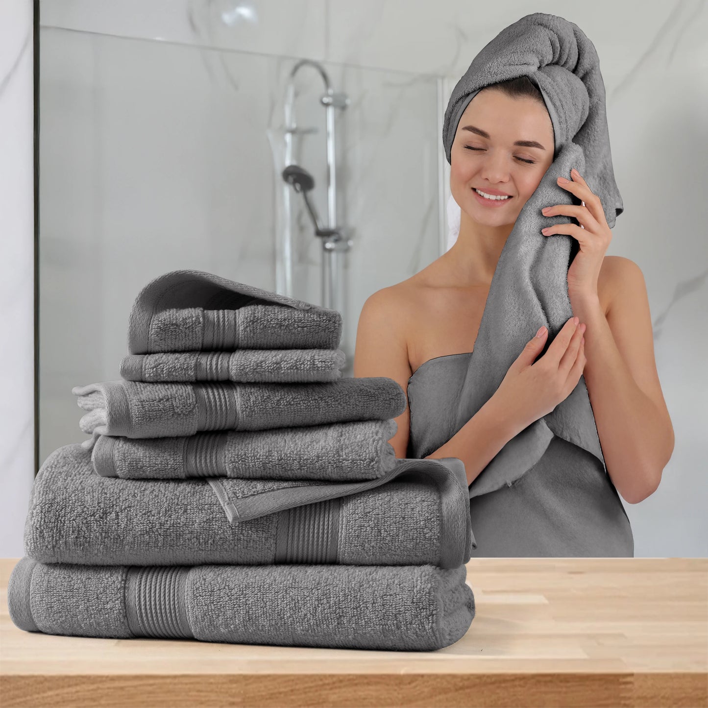 6-Piece Bath Towel Set100% Cotton