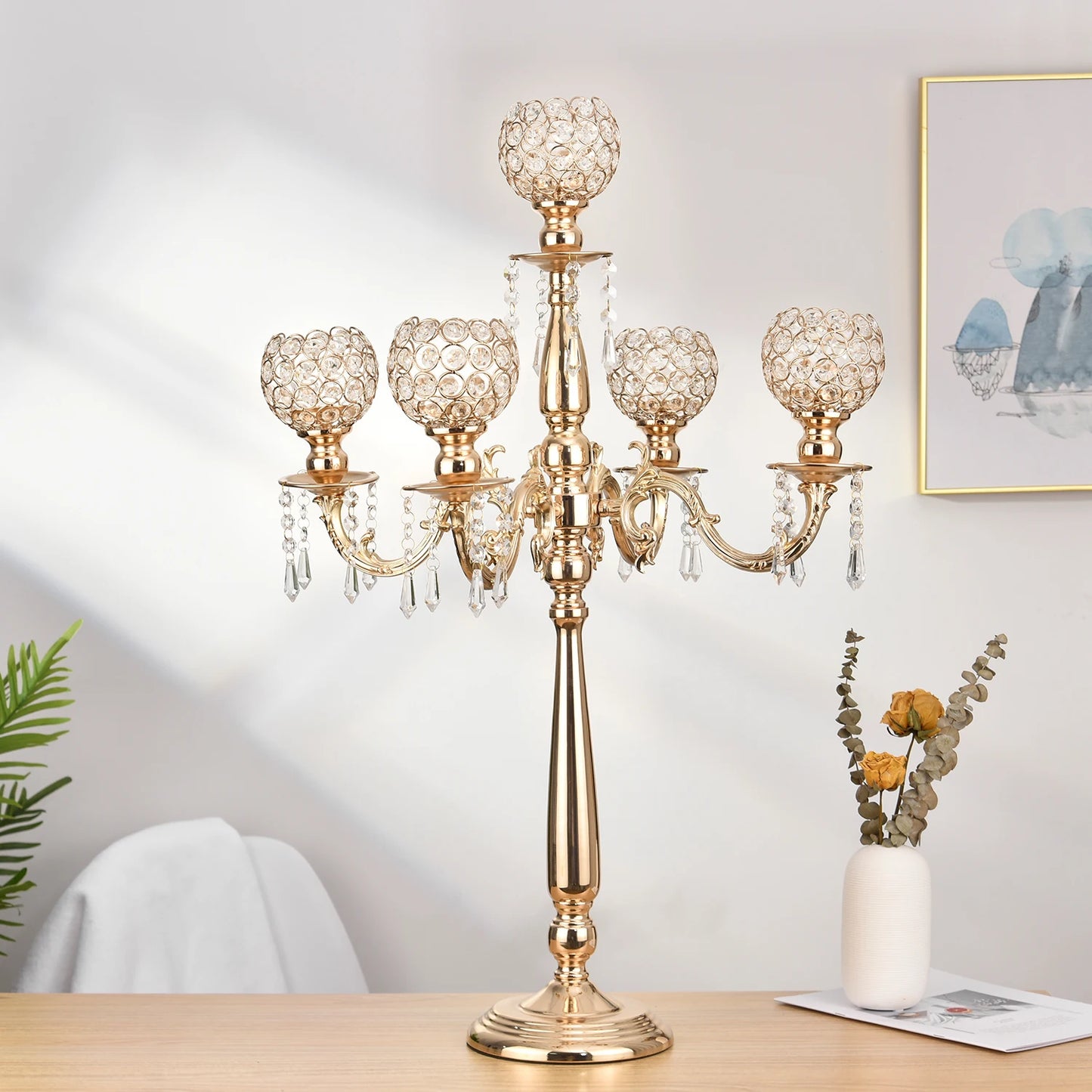 Gold Crystal Candle Holders