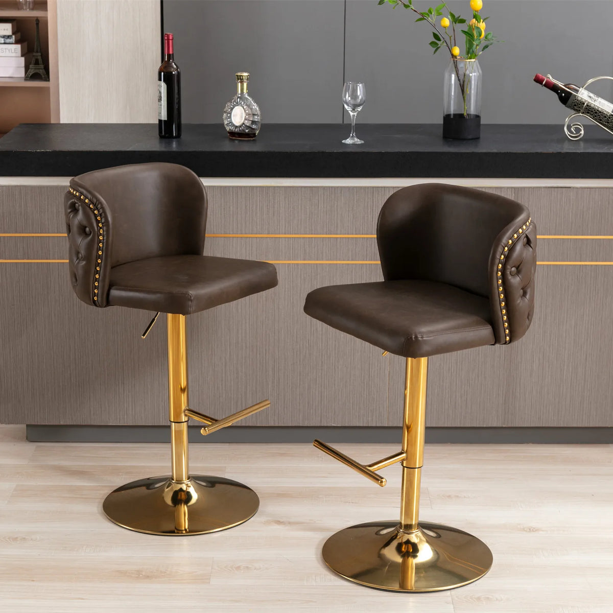 2Pcs Swivel Bar Chairs