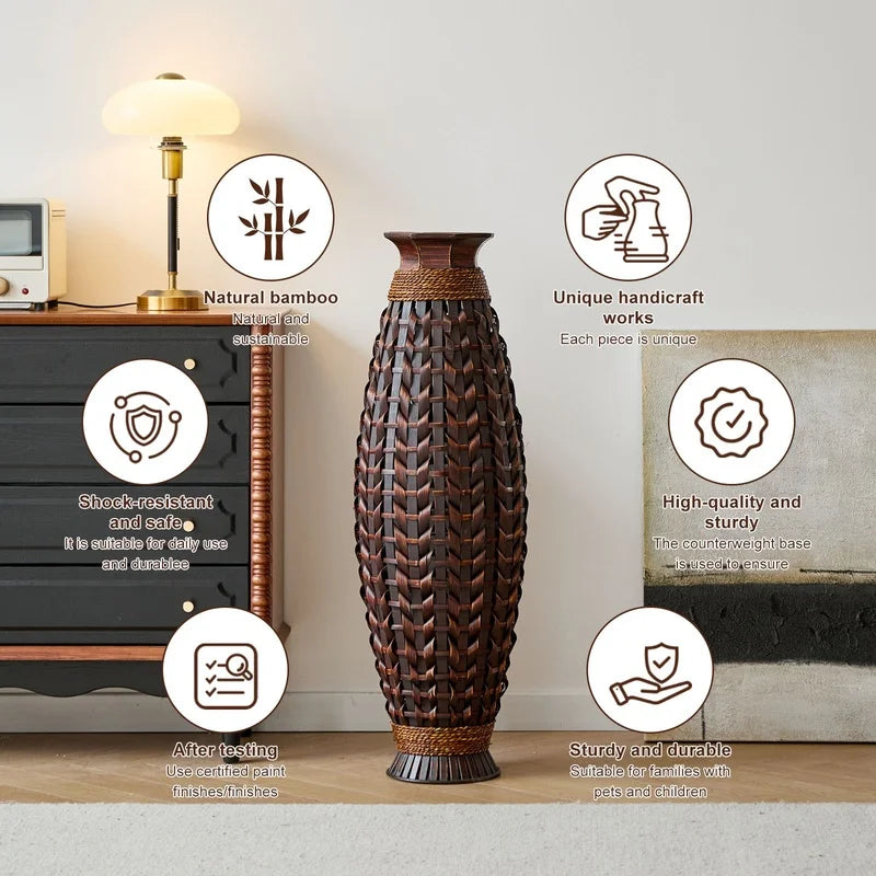 Handwoven Bamboo Floor Vase
