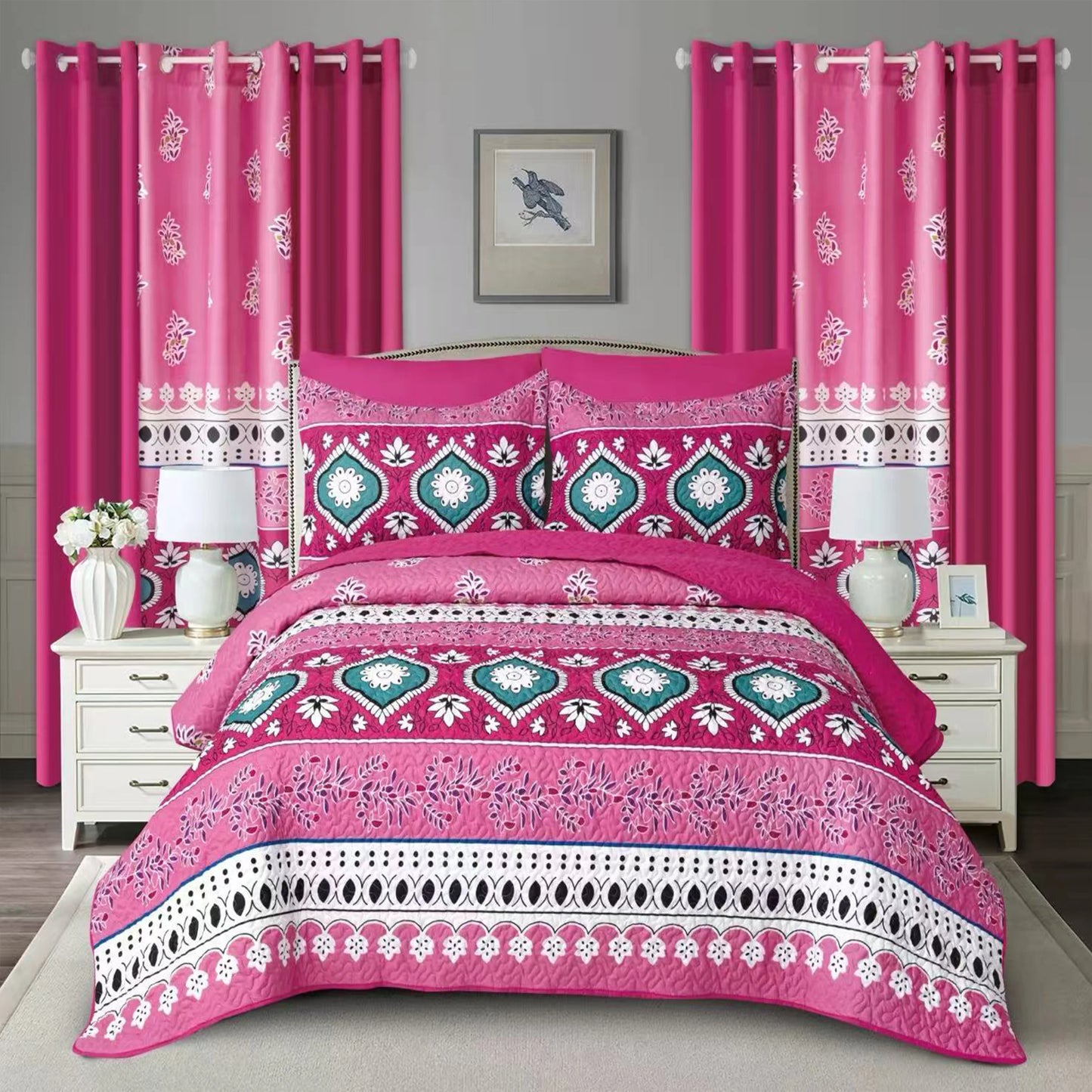 10 Pcs Printed Bedspread Set