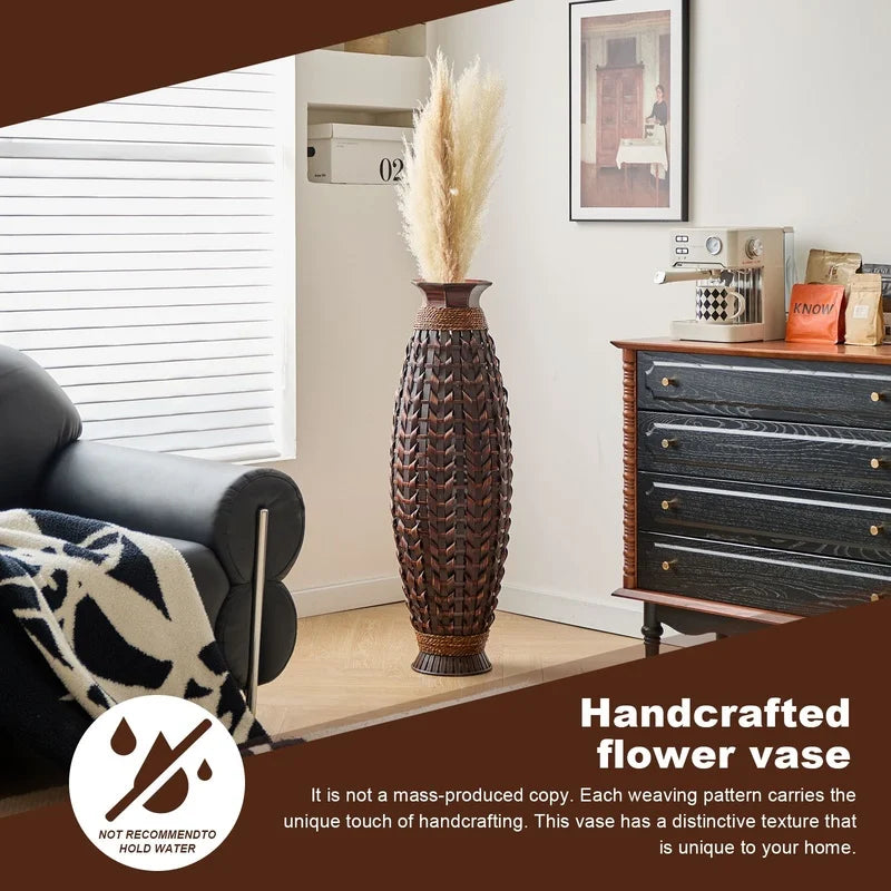Handwoven Bamboo Floor Vase