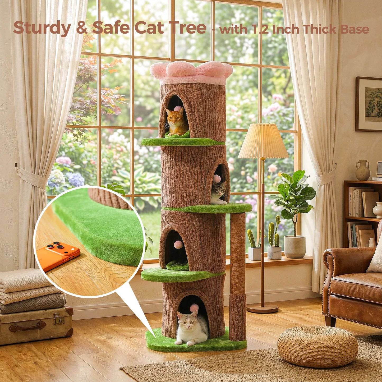 Large Cat Tree with 4 Spacious Condos