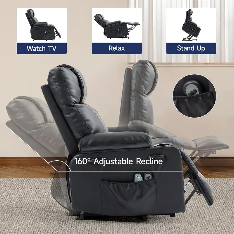Living Power Lift Recliner Chair For Elderly With Massage & Heat,160°
