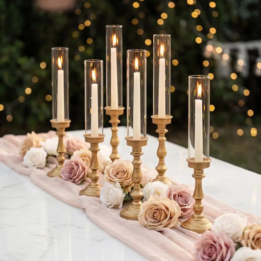 Gold Candlestick Holders Bulk Set Of 6