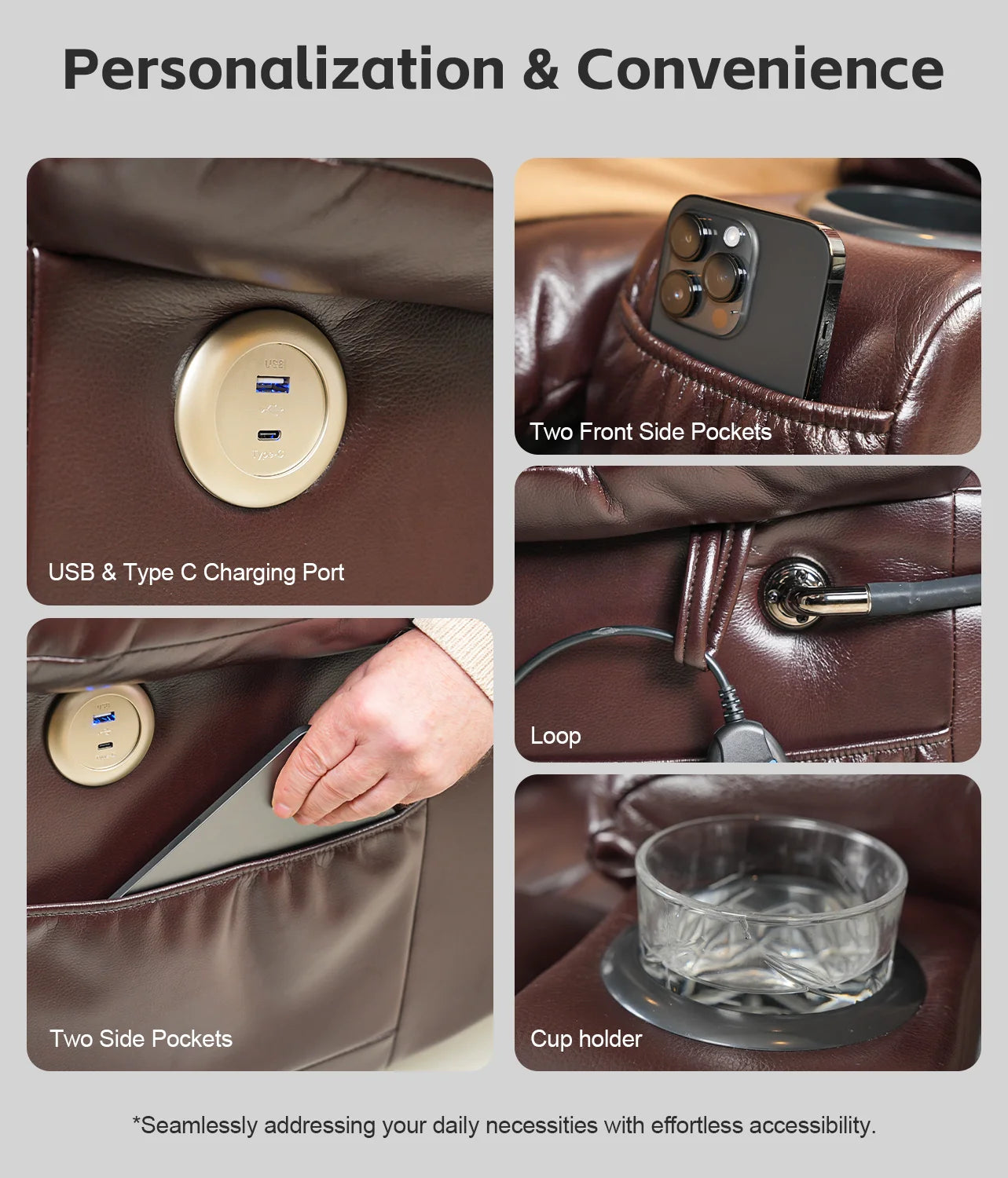 Leather Heated Lift Recliner Chair Massage