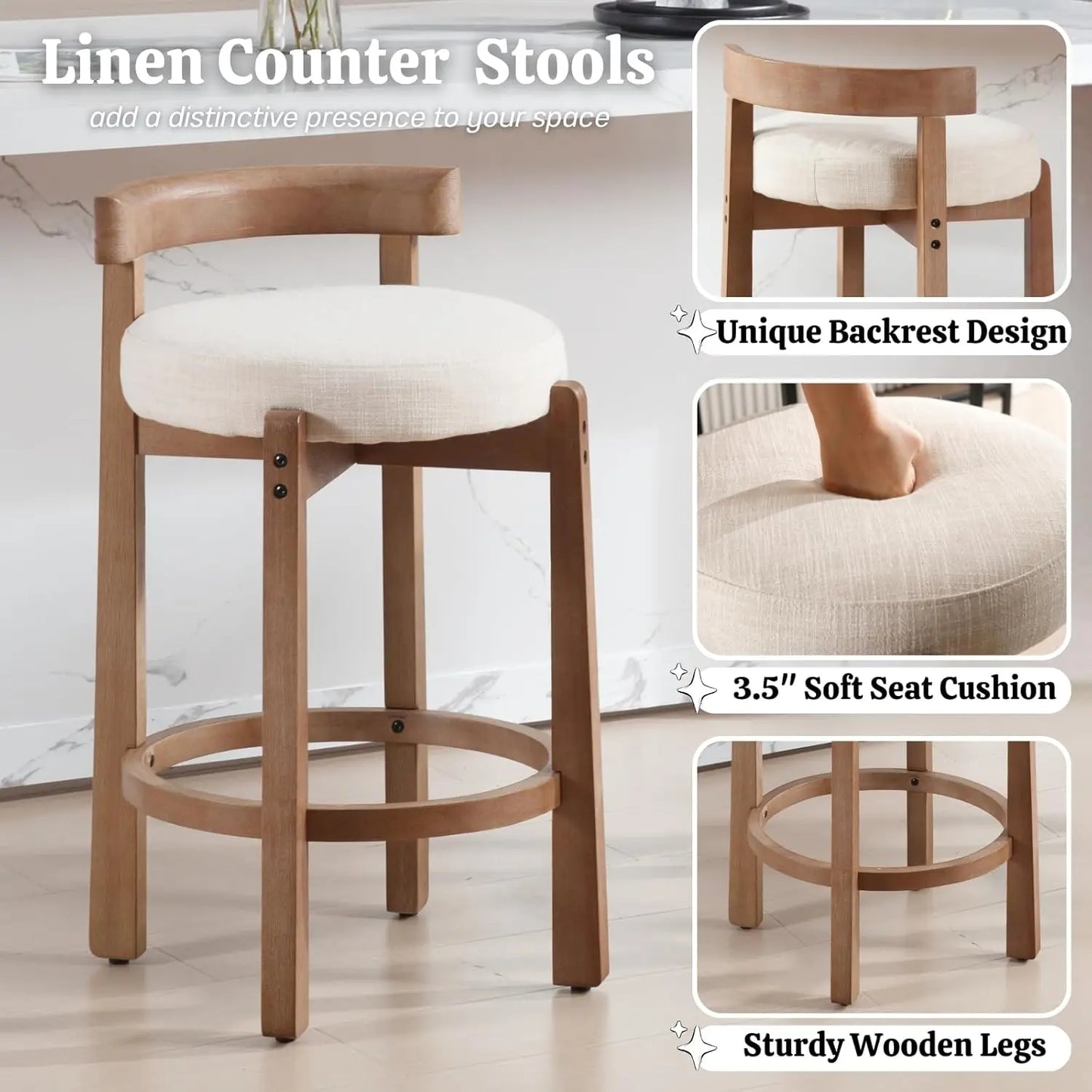 Bar Stools Set of 4, 26.5" Counter Height Bar Stools