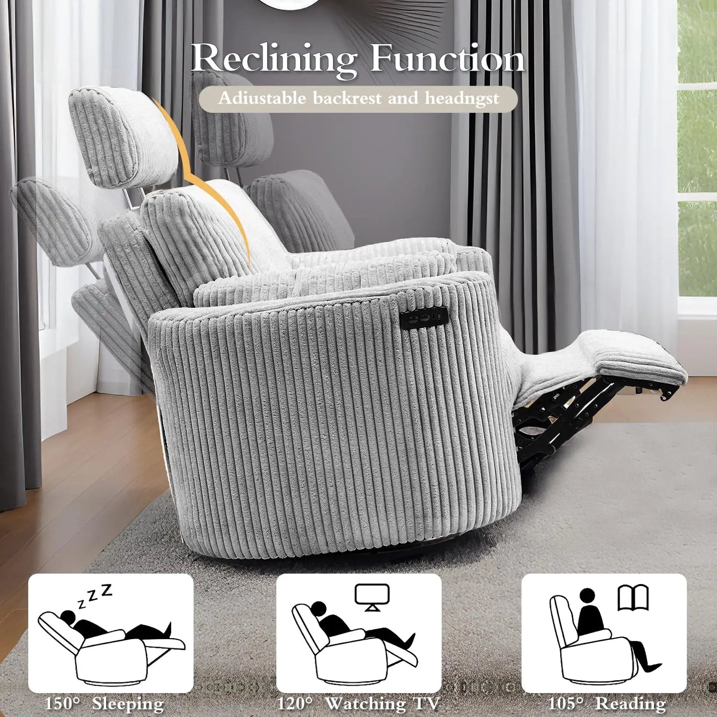 Power Swivel Recliner Rocking Chair