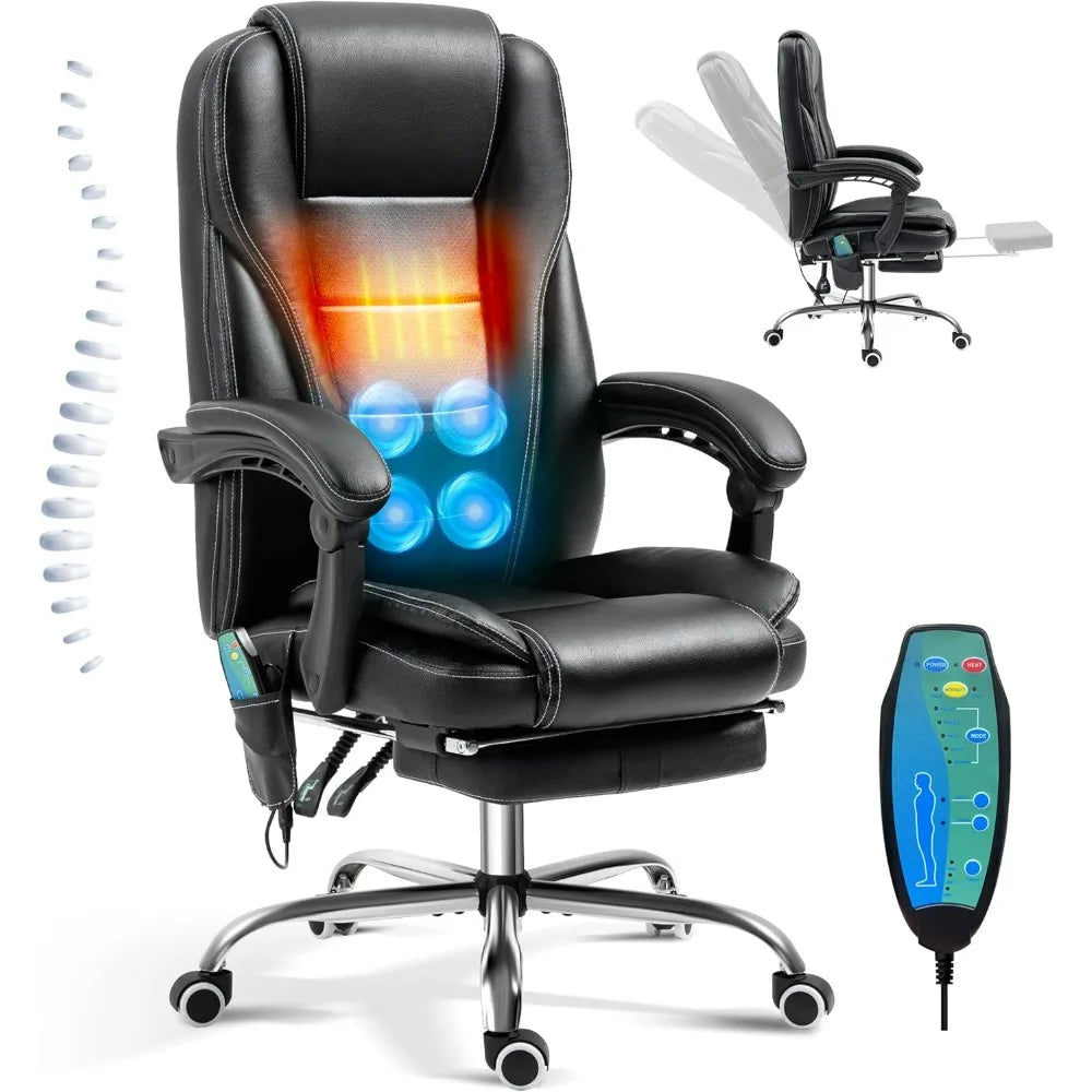Reclining Massage Office Chair With Footrest