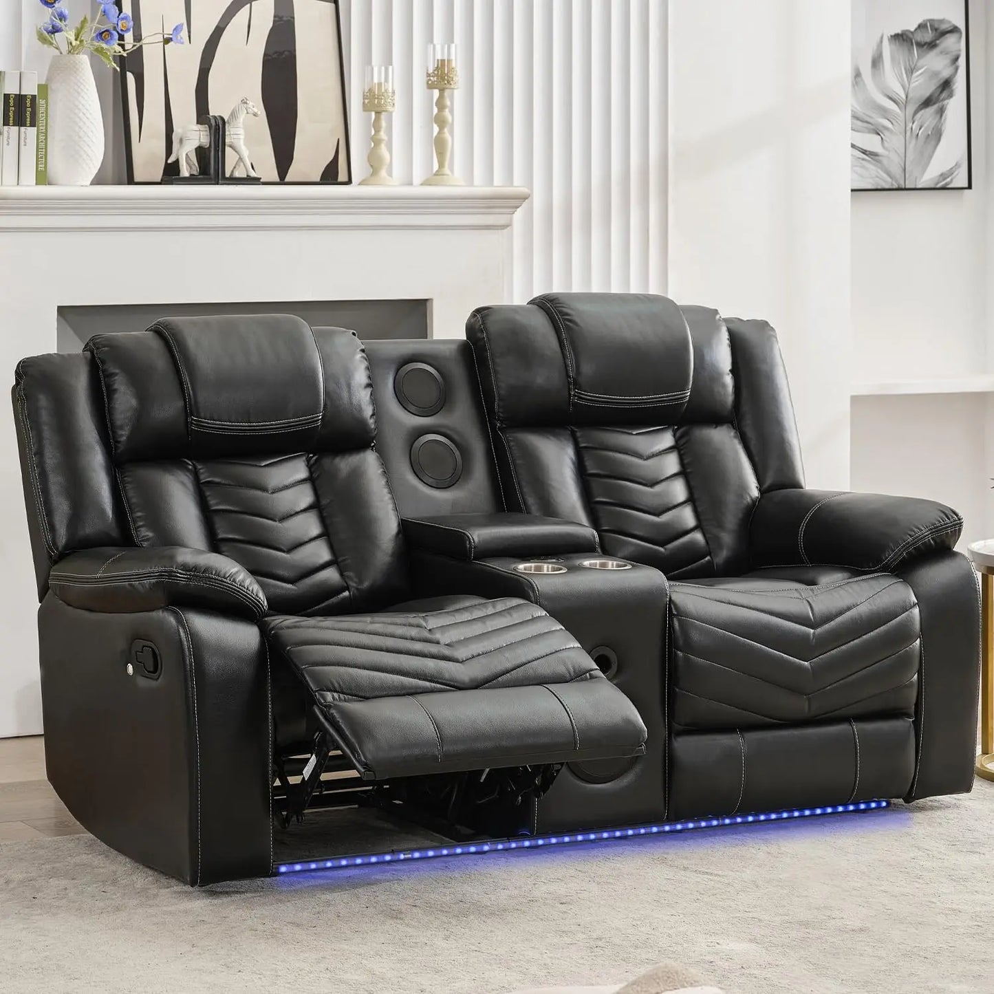TODRANI Manual Recliner Loveseat with Bass Speaker