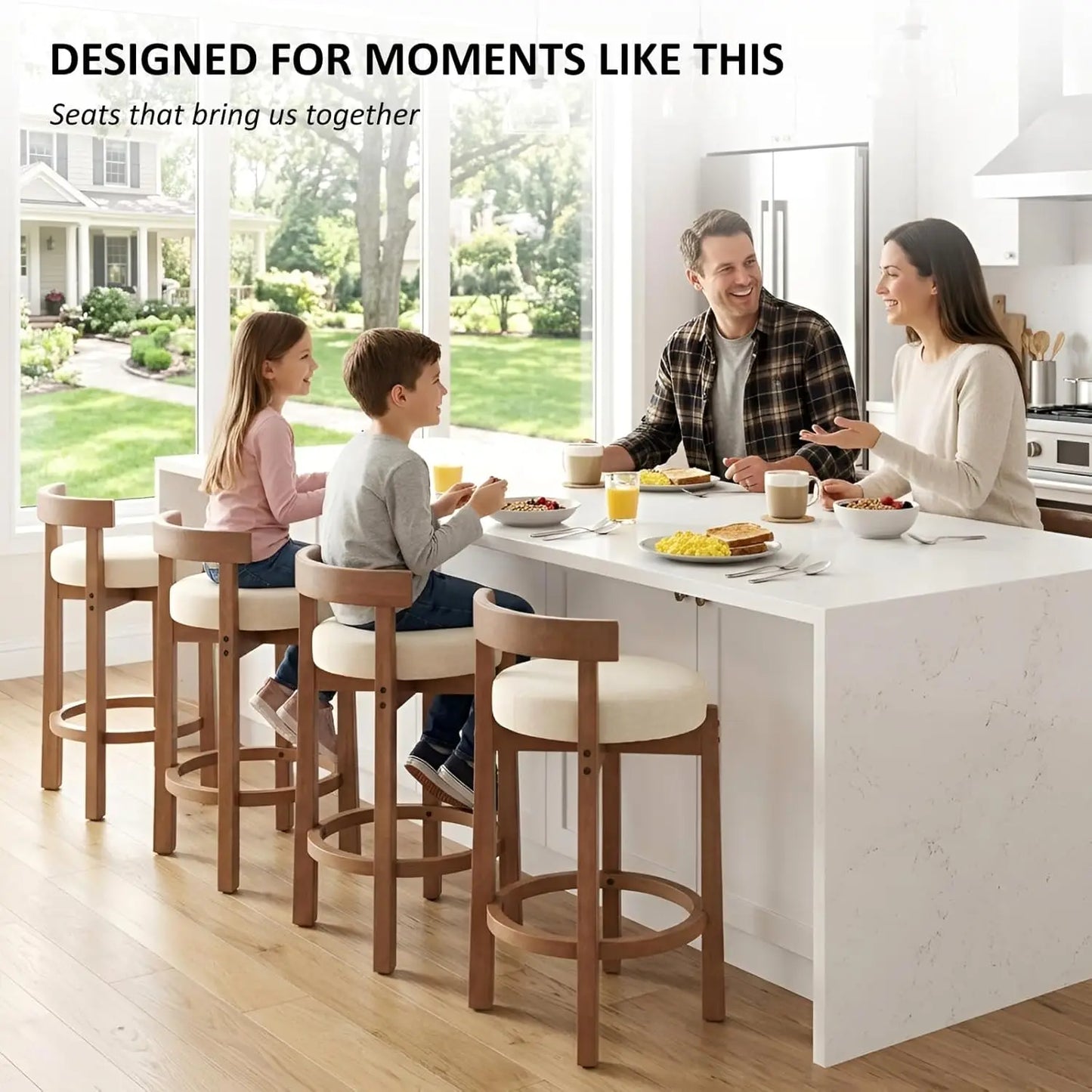 Bar Stools Set of 4, 26.5" Counter Height Bar Stools