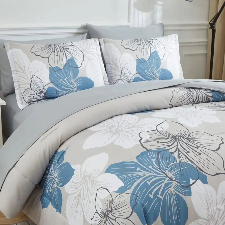 Floral Comforter Queen Size, Blue Floral Comforter & Sheet Set