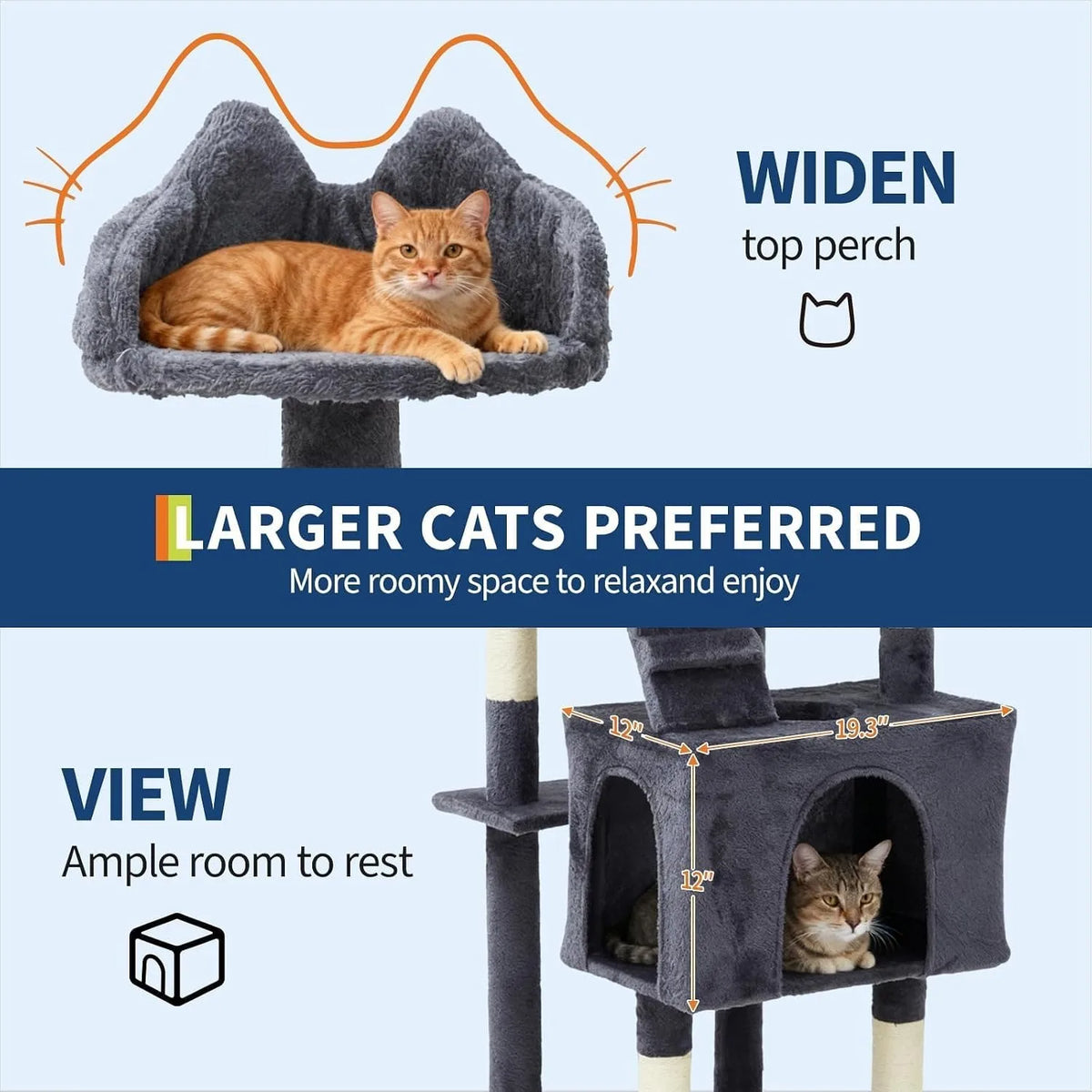 72" Cat Tree for Large Cats