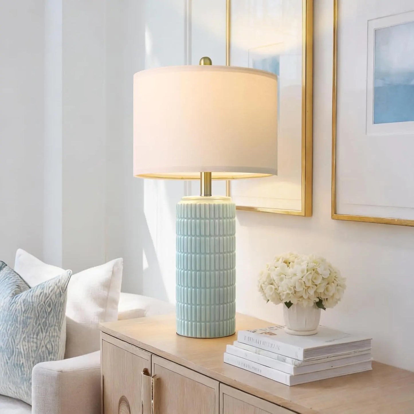 23" Light Blue Table Lamps Set Of 2