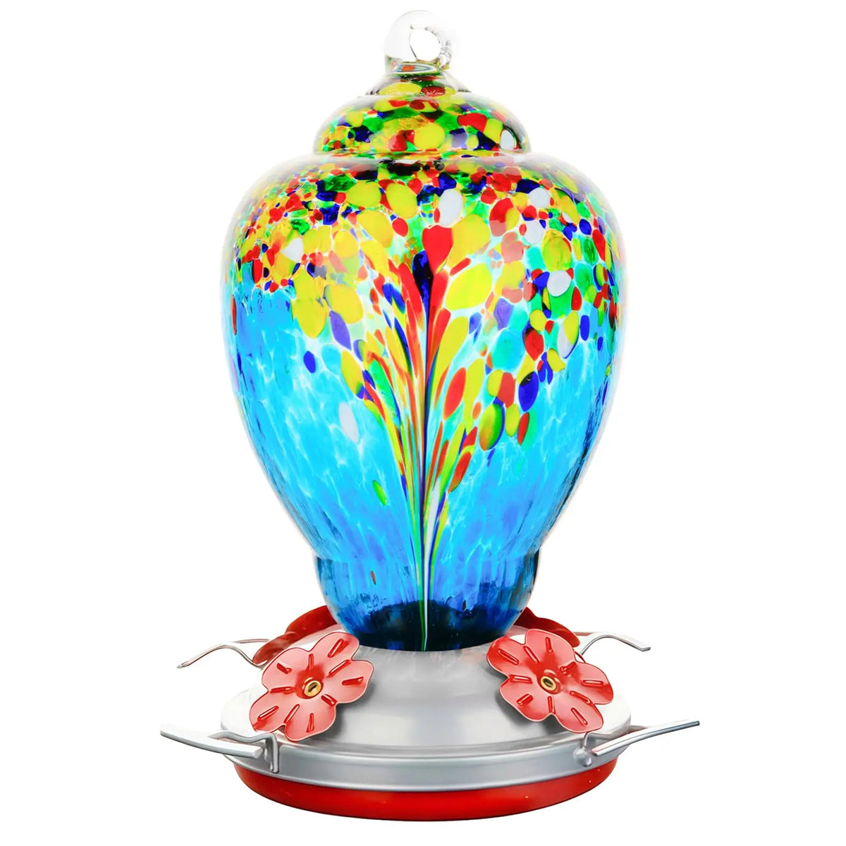 Hand Blown Glass Hummingbird Feeder