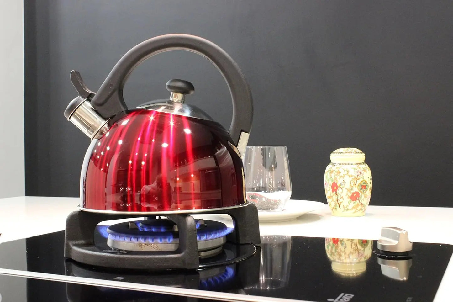 Stainless Steel Whistling Red Tea Kettle