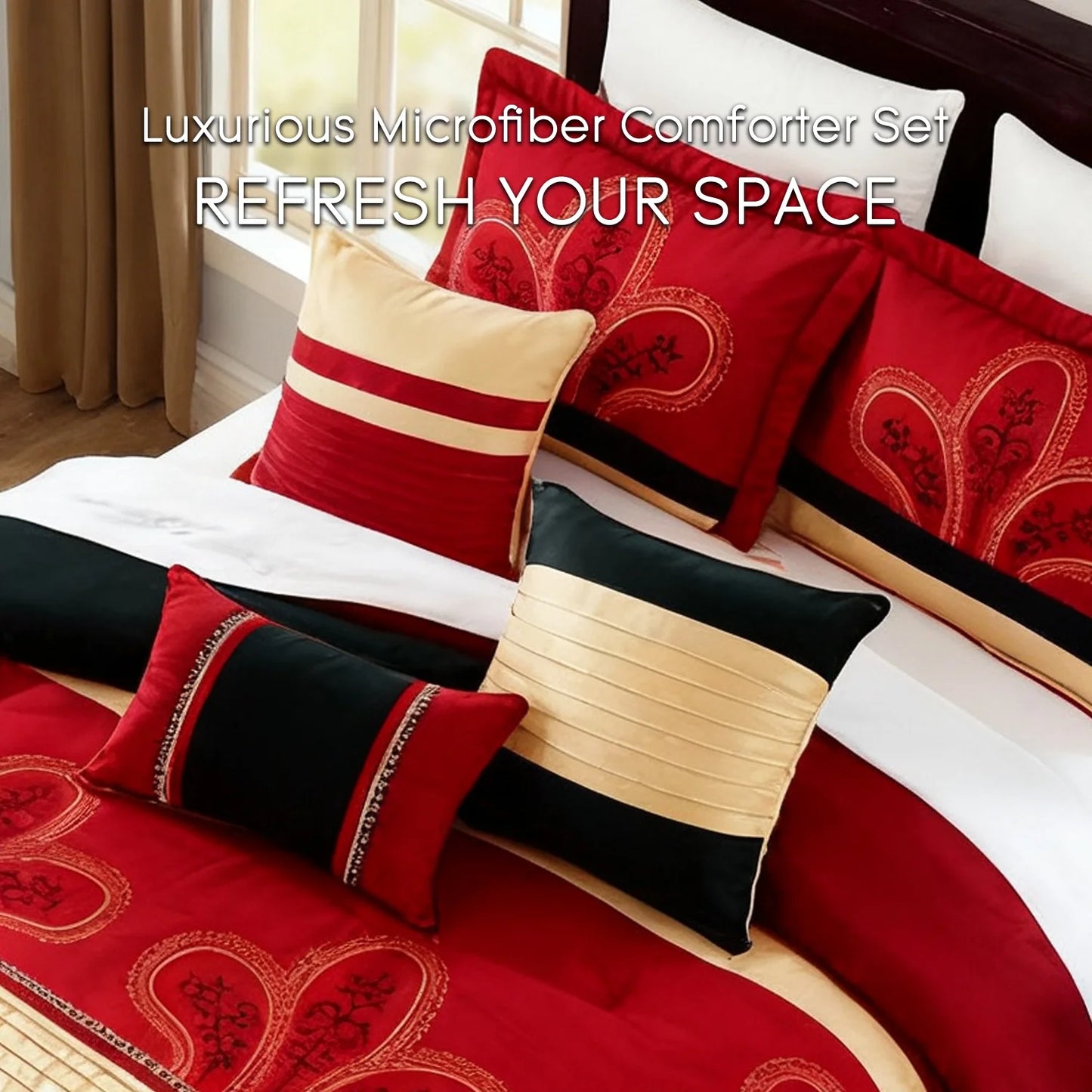6 Pcs Patchwork Red Comforter Set