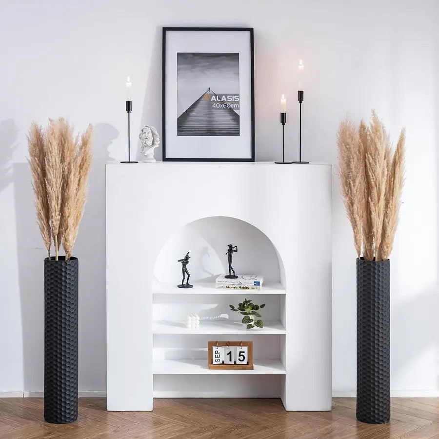 Black Tall Floor Vase 27.6in Metal