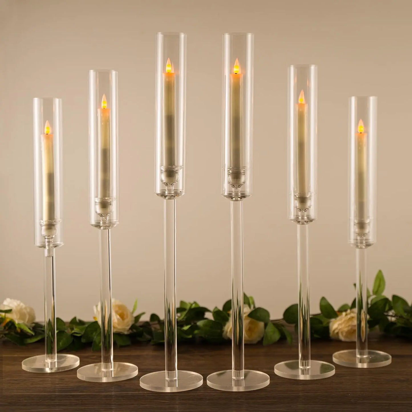 6/12/24/36/48PCS Clear Arcylic Candle Holder Set