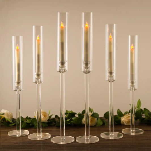 6/12/24/36/48PCS Clear Arcylic Candle Holder Set