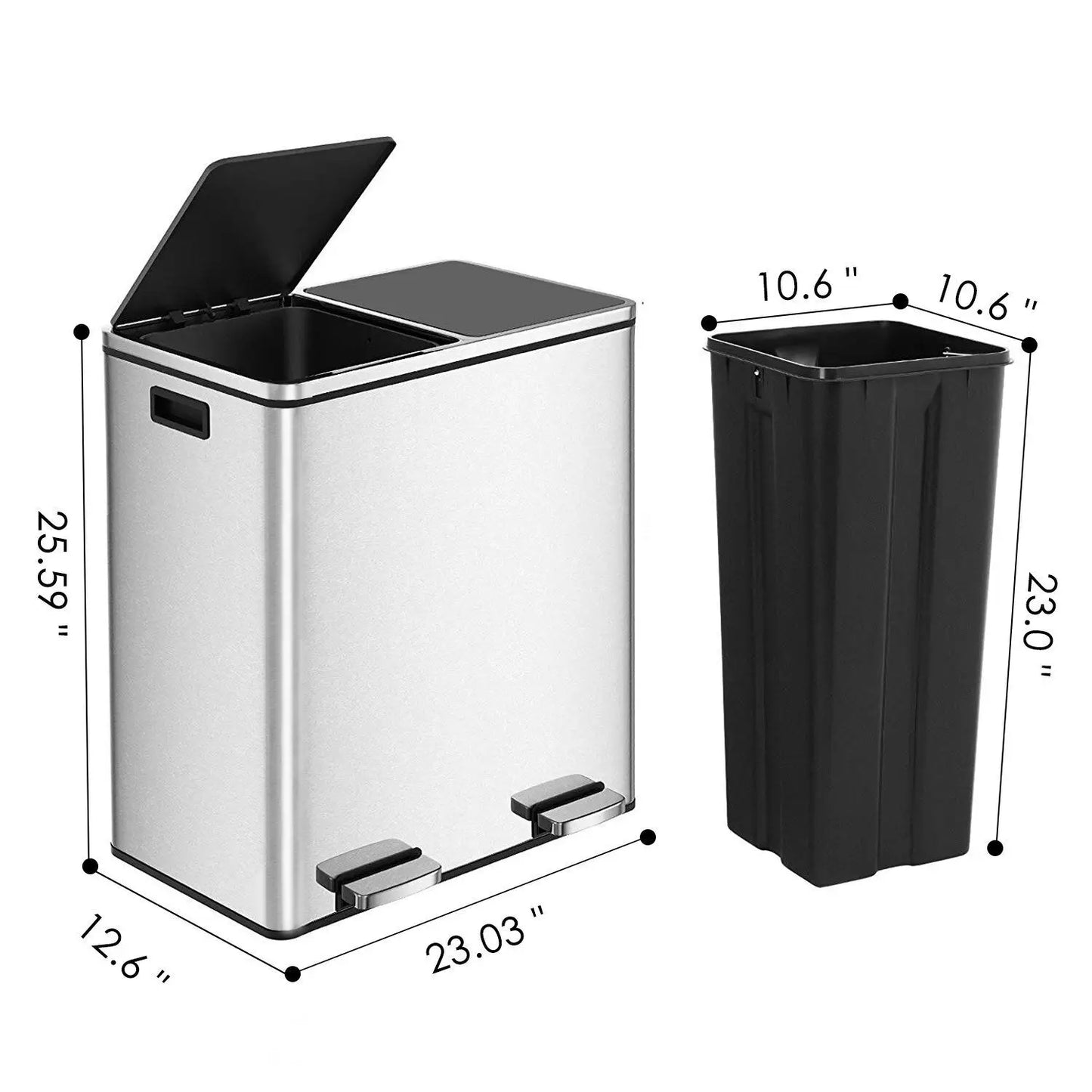 16 Gal Stainless Steel Kitchen Trash Can