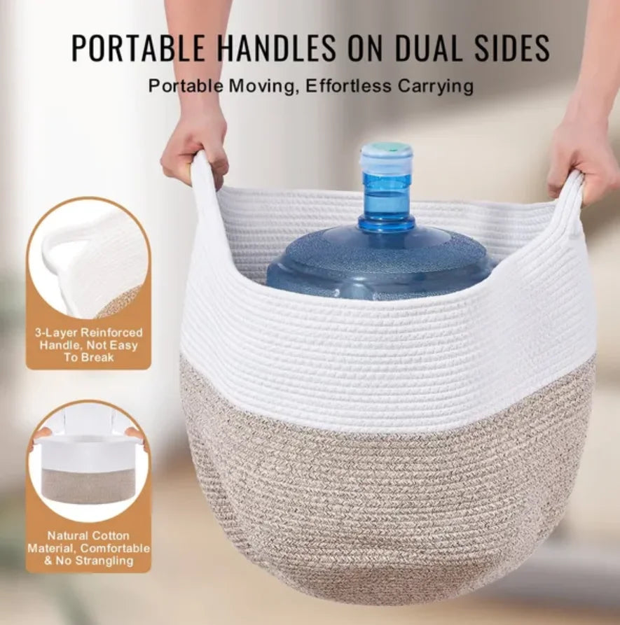 Cotton Rope Storage Basket  20 x 20 x 13 In